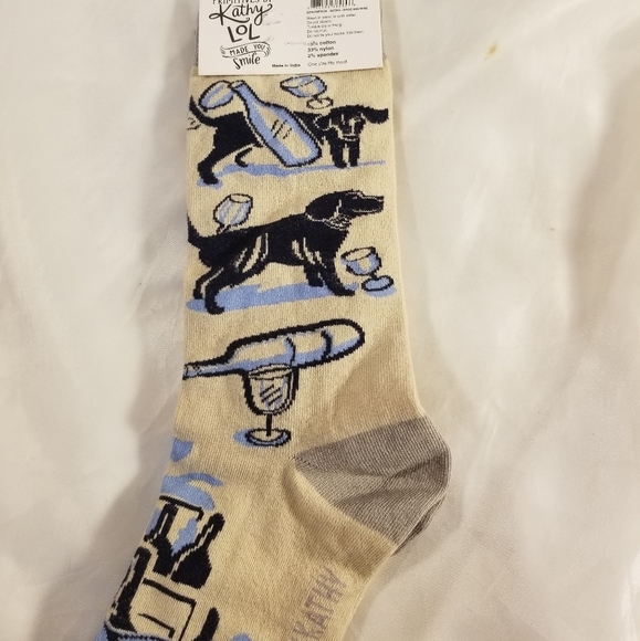 Socks Novelty Dogs Wine Unisex Fun Cream Blue New - Picture 3 of 6